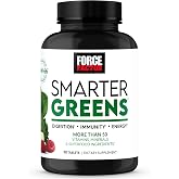 Force Factor Smarter Greens Supplement to Support Gut Health &amp; Bloating | with Probiotics &amp; Antioxidants to Improve Digestion, Support Immune Health and Metabolism, 90 Tablets