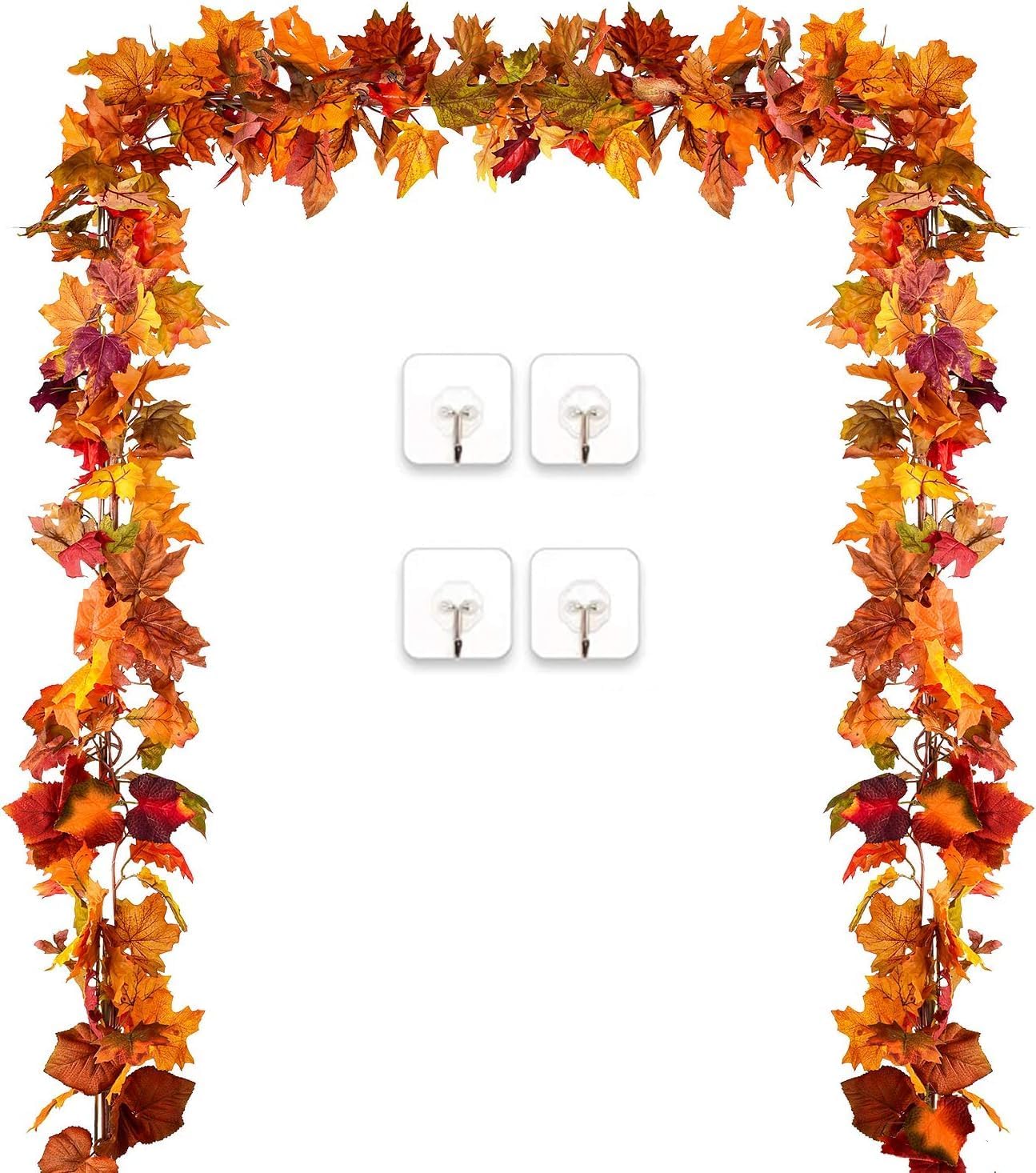 Wreaths, Garlands & Swags - DearHouse 2 Pack Fall Garland Maple Leaf, 5.9Ft/Piece Hanging Vine Garland Artificial Autumn Garland Thanksgiving Decor for Home Wedding Fireplace Party Christmas