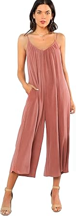 pink flowy jumpsuit