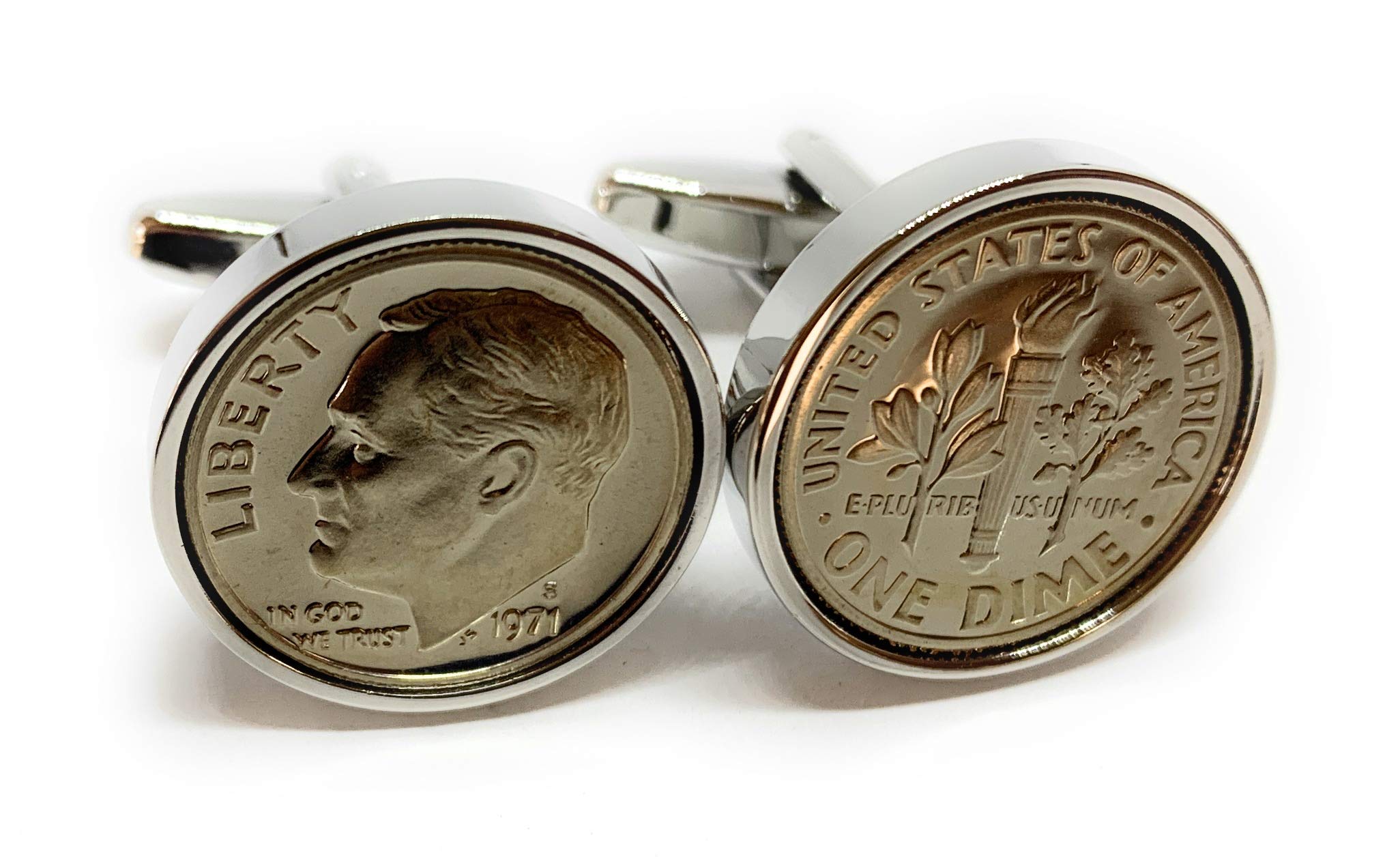 Premium 1971 American Dime for a 55th Birthday or Anniversary cufflinks