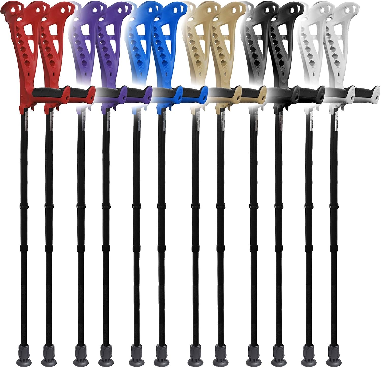 FDI Access Height Extendable Lightweight Elbow Open Cuff Walking Aid Crutches - Black, 2 Count (Pack of 1)