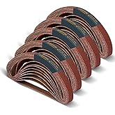 POWERTEC 1/2 x 18 Inch Sanding Belts, 50PK, 10 each of 40/80/120/180/240 Grits, Aluminum Oxide Belt Sander Sanding Belt Assortment for Air File Belt Sander, Woodworking, Metal Polishing (40182-1)