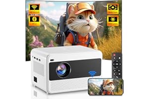 POYBPCY Projector with WiFi and Bluetooth, 16000 Lumen Indoor Outdoor Portable Projector, Native 1080P Video Movie Projector Compatible with iOS & Android Phone HD/USB/TV Stick/PS5/Laptop