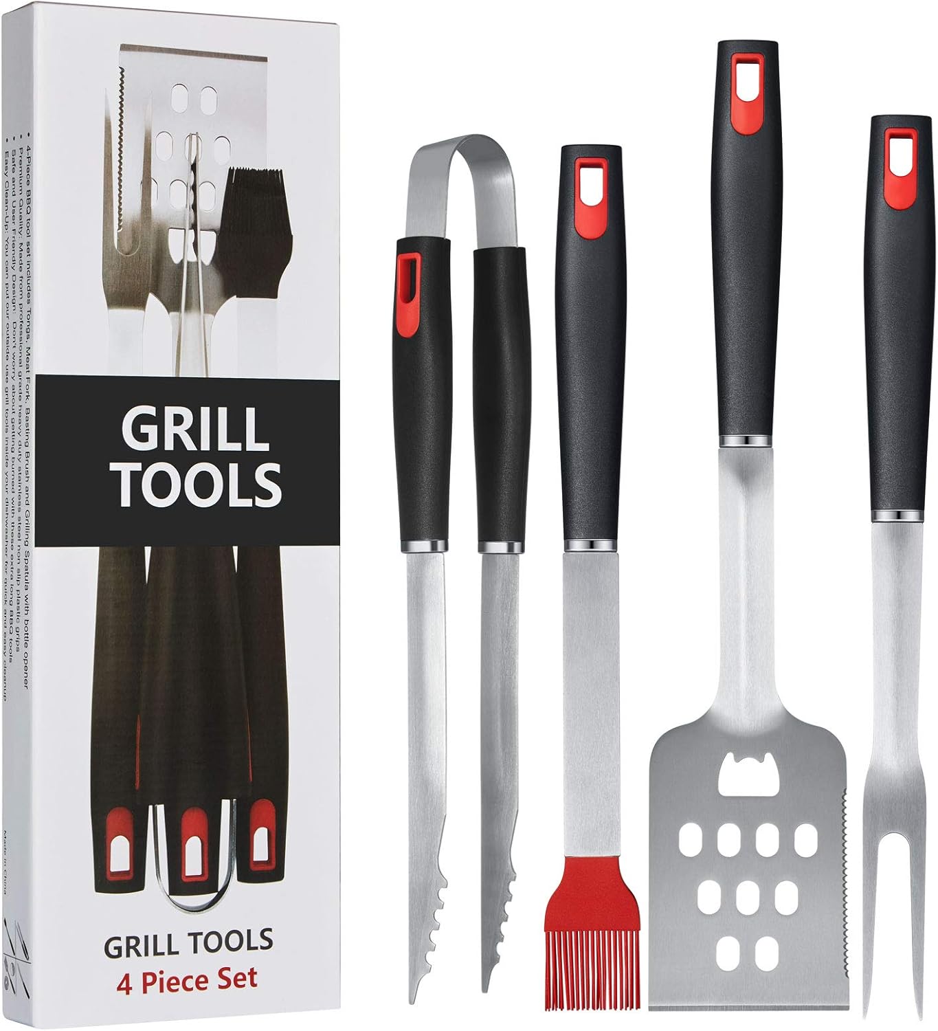 Homissor BBQ Grilling Tools Set, Stainless Steel Spatula, Fork, Basting Brush&Tongs, Gift Box Package.Best for Barbecue & Grill.18 Inch Utensils Turner Accessories : Garden & Outdoor