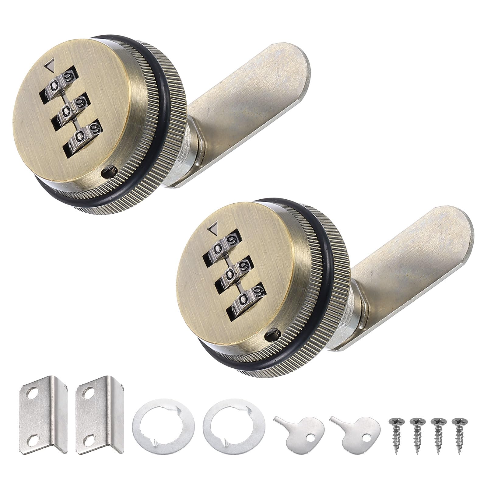 PATIKIL 3/4" Combination Cam Lock, 2 Pcs File Cabinet Locks with Combination Password Coded Cabinet Locks with Cylinder Chrome for 0.2-0.5" Thick Wood Drawer Mailbox Filing Cabinet, Green