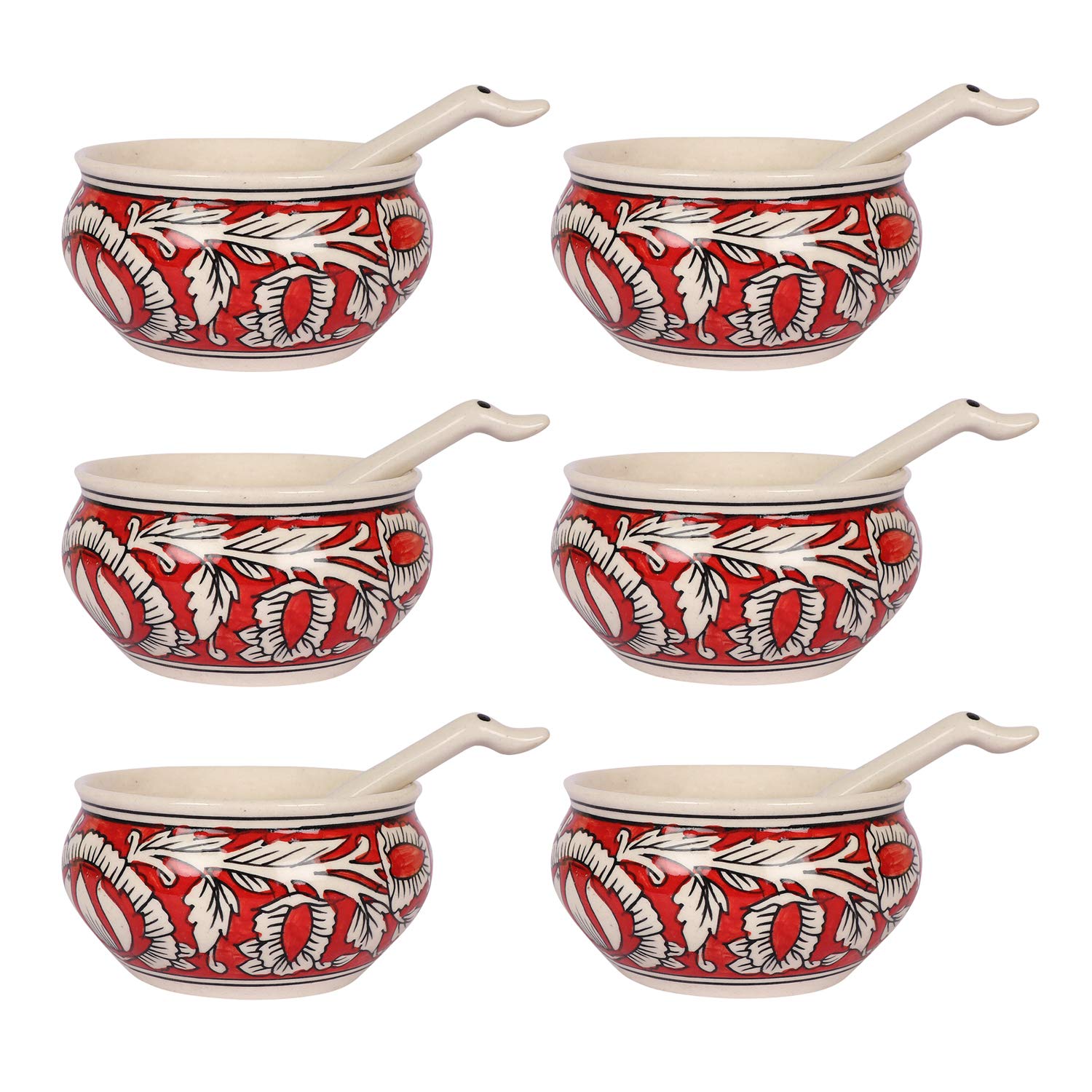 Buy Craftghar Ceramic Soup Bowls Set with Spoons ( 6 Bowls, 6 Spoons ) 100 Food & Microwave