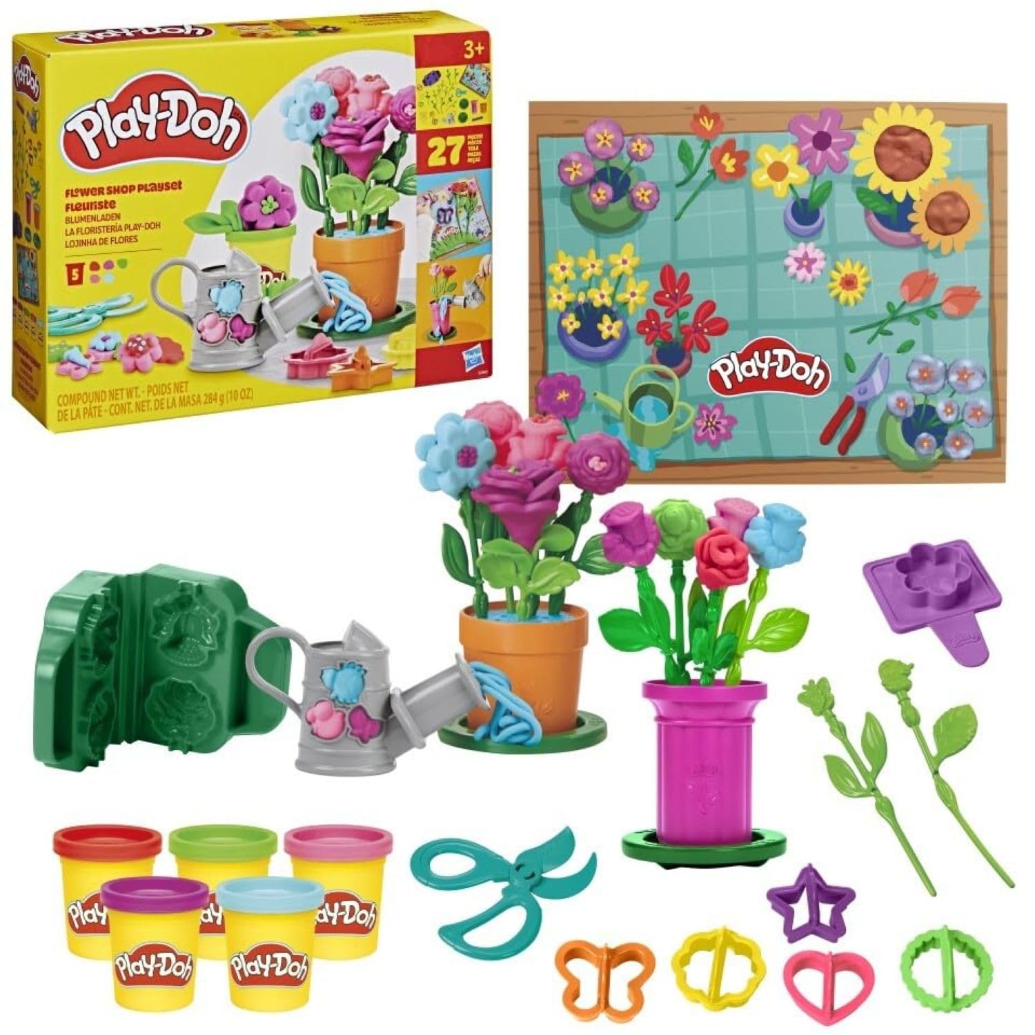 Play-Doh Flower Shop Playset, 27 Garden Toy Accessories, Easter Gifts for Boys and Girls, Kids Arts & Crafts, 3+ (Amazon Exclusive)