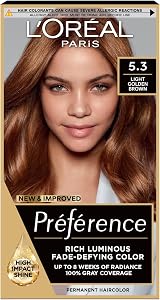 L'Oreal Paris Preference 5.3 Virginia Hair Dye Permanent Color Shine Oil