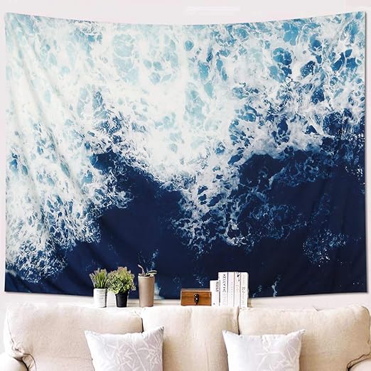 KHOYIME Ocean Tapestry Wave Tapestries Blue Wall Art Sea