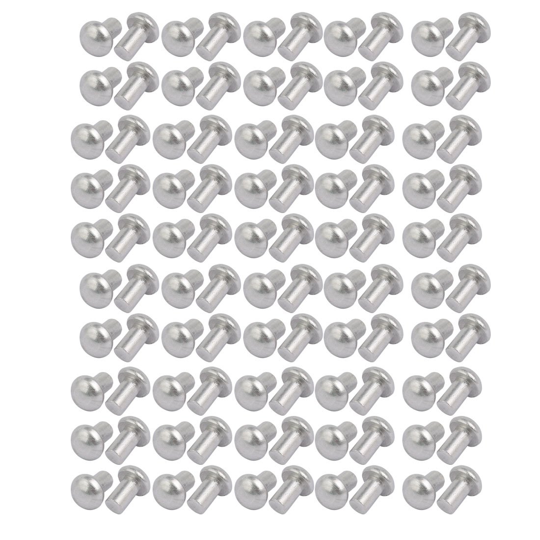Sourcingmap 100pcs M5 x 8mm Aluminum Half Round Head Solid Rivet Fastener Silver Tone