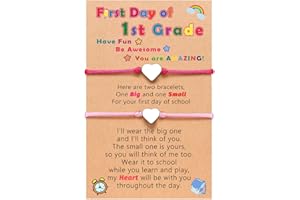UNGENT THEM Back to School Mommy and Me Bracelet Matching Heart Wish Bracelet Set for 2 First Day of School Gifts for Boys Girls