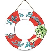 Burbell Life is Better at The Pool Sign Wooden Hanging Art Sign Pool Decor Hanging Sign Plaque for Rustic Summer Outdoor Swimming Pool Home Porch Garden Backyard Beach Patio Party Farmhouse Decor