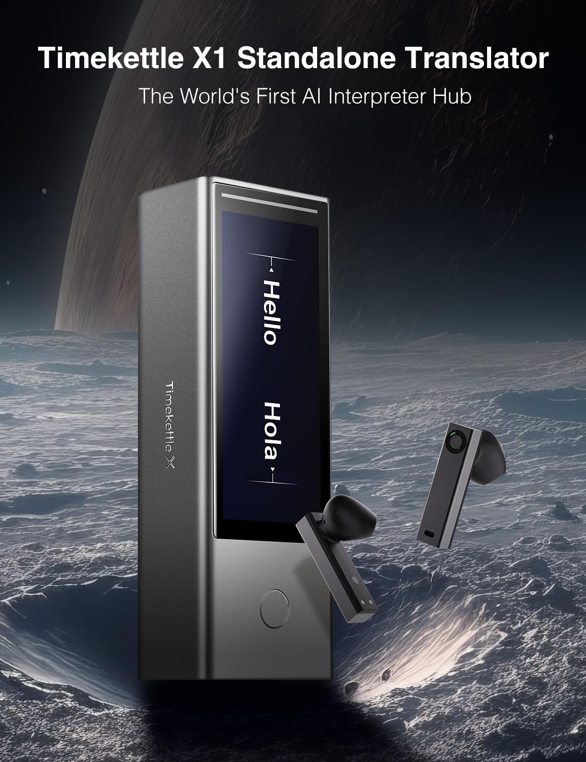 Timekettle X1 AI Interpreter Hub, Standalone Entity, Two Way Simultaneous Translator Earbud, Translator Device Upgraded with Media Translation, Presentation Mode & Upgrade TTS for Multilingual Meeting