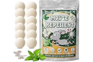 PESTMENTOR Mouse Repellent 12Pack,Rodent Repellent Indoor/Outdoor,Peppermint Oil Pest Repellent Mice Repellent for Mice, Mouse, Rats,Spider,Squirrel,Rodent,Natural Moth Balls,Safe for Pets & Family