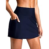 Soothfeel Women's 14" Swim Skirt with Pockets High Waisted Tummy Control Bathing Suit Swimsuit Skirt Modest Tankini Bottoms