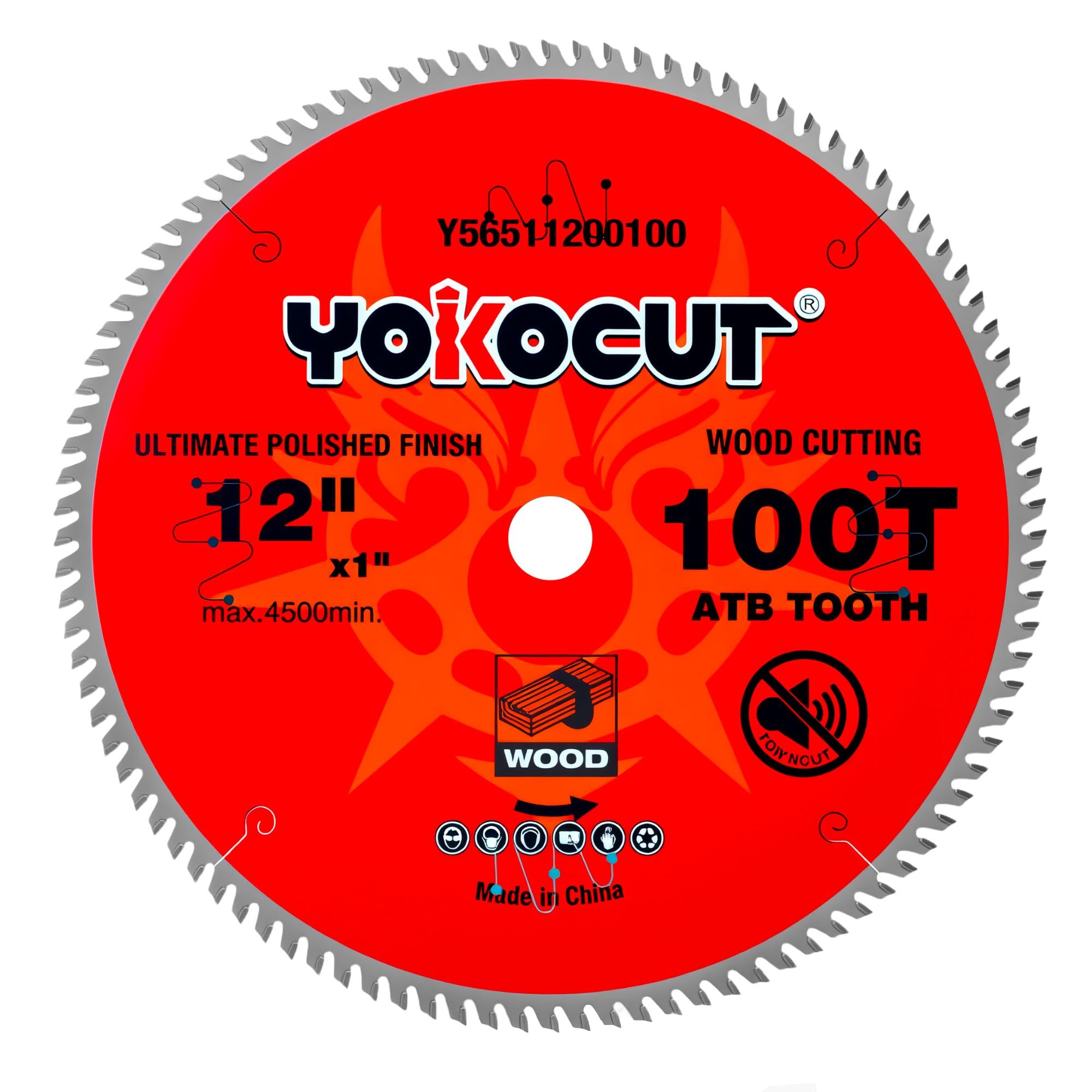 Photo 1 of 12 Inch Miter Saw Blade, 100T ATB Tungsten Carbide-Tipped Ultimate Polished Fine Finish for Wood Cutting, Table Saw Blade with 1-Inch Arbor