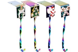 JEKOSEN Christmas Stocking Holder Set of 4 Hanger Hook Fireplace/Mantel Multi Rainbow Color Plating Hook with Christmas Elements Icons Charm Decoration 4Pack(Multi Rainbow Color)