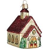 Old World Christmas Christmas Chapel Glass Blown Ornament for Christmas Tree, Handcrafted Holiday Decoration, Religion Collection