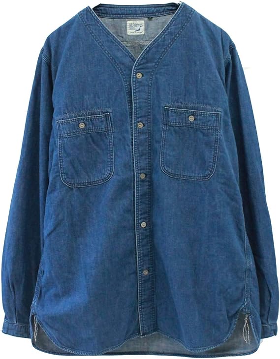 Amazon オアスロウ Orslow メンズ 長袖 シャツ ノーカラー インナー デニム シャツ No Collar Inner Shirt Denim Men S 01 8073 95 シャツ 通販