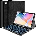 Wineecy Backlit Keyboard Case for Samsung Galaxy Tab S6 Lite 10.4 Inch 2024/2022/2020, 7 Colors Backlight Detachable Wireless Keyboard PU Folio Stand Cover Case with S Pen Holder, Black