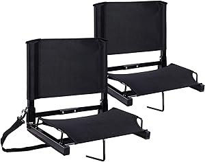Ohuhu Stadium Seats Bleacher Seat Chairs with Backs and Cushion, Folding & Portable, Bonus Shoulder Straps