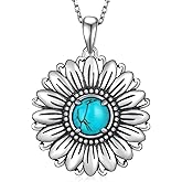 Naxidaze Genuine Turquoise Necklaces for Women 925 Sterling Silver Western Necklace Vintage Western Nature Gemstone Real Turquoise Jewelry for Women