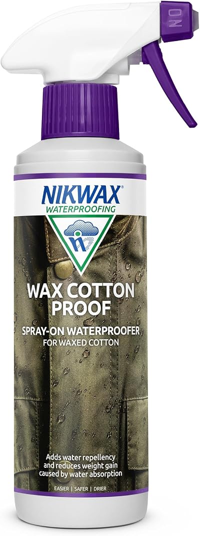 Nikwax Wax Cotton Proof Spray 300ml Water Repellent for Waxed Jackets Bags