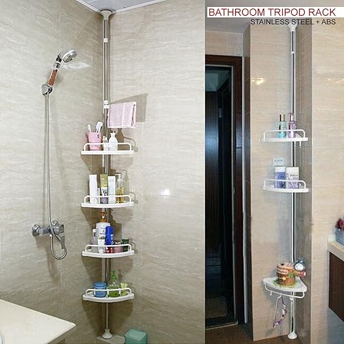 Croydex Chrome Triple Adjustable Basket Shower Caddy Corner Storage Set