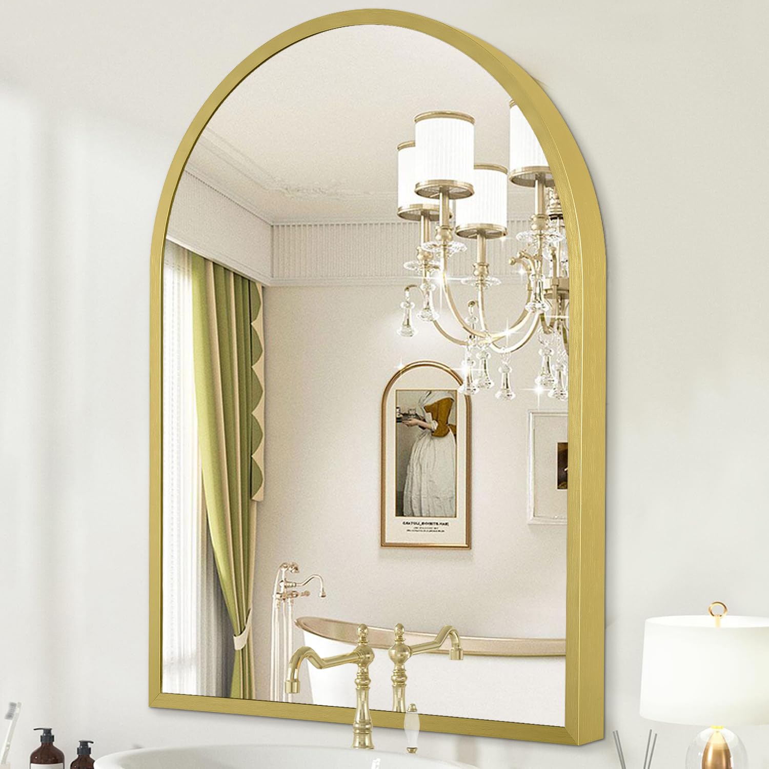 HLFMVWE Arched Wall Mirror, 40 x 30cm Arch Mirrors Aluminum Alloy Frame Bathroom Mirror for Vanity Living Room, Bedroom, Entryway