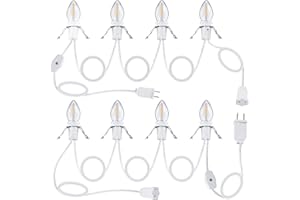 Meonum 2 Pack Accessory Cord with 4 LED Bulbs, End to End Connected Blow Mold Light Cord, 9.8 Feet Lamp Kit with On/Off Switch Plugs for Ceramic, Craft Halloween Christmas Village Decor