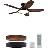 VONLUCE 42 Inch Ceiling Fans with Lights, Black | Remote Control, Full-spectrum LED Light, 3CCT, 6-Speeds, Noiseless Reversible DC Motor, Memory Function, For Bedroom Indoor