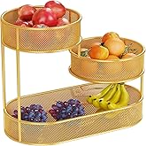 3 - Tier Fruit Basket for Kitchen Countertop,Fruit Bowl,Metal Wire Organizer Storage Basket Fruit Holder for Bread Basket, Snack Organizer,Vegetable Storage,Home Storage and Decor(Round∅6.7in)