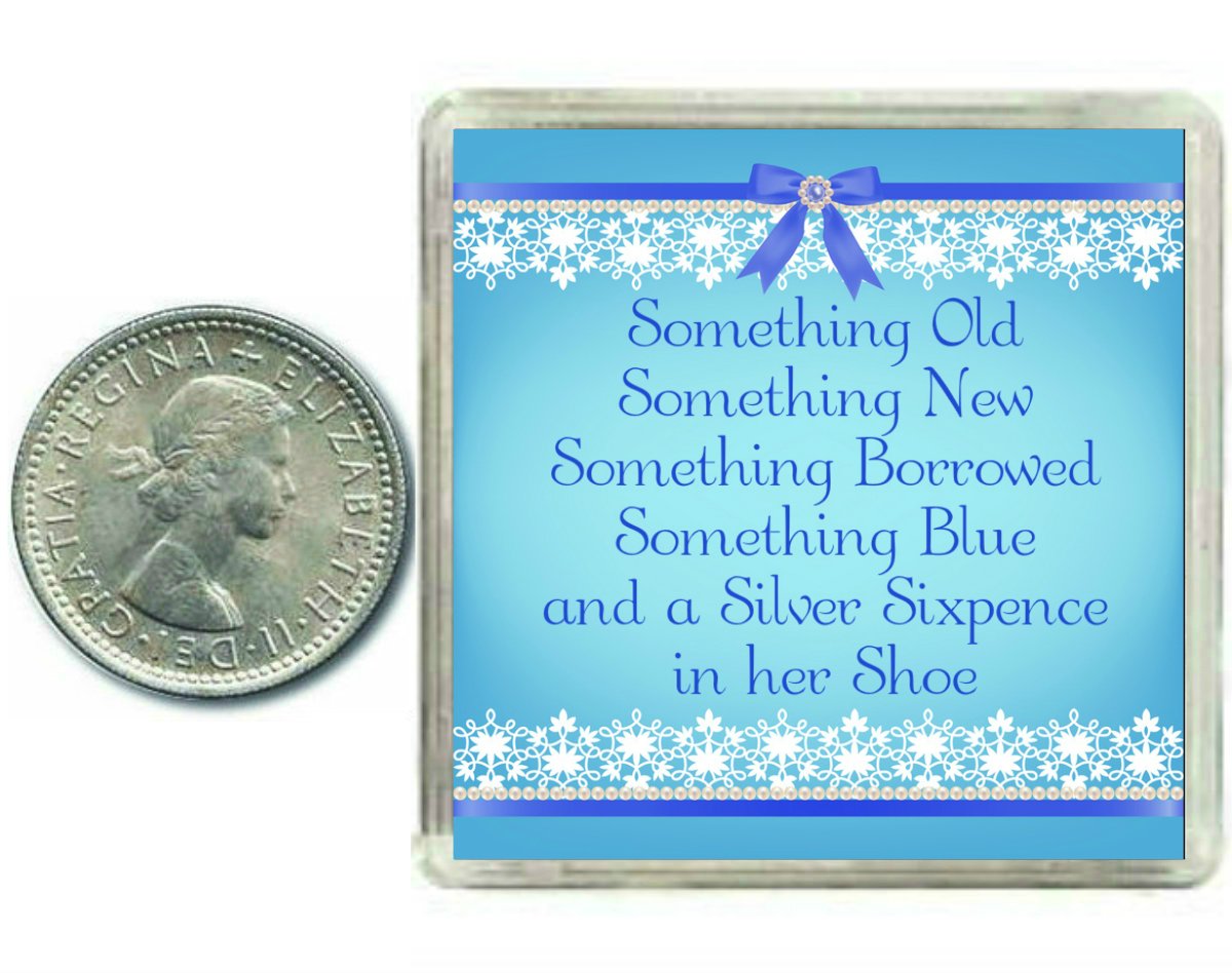 Lucky Sixpence for the Bride to be. A Traditional Keepsake Coin for her Wedding Day Shoe. Something Old, New, Borrowed, Blue sixpence. Includes Clear keepsake box.