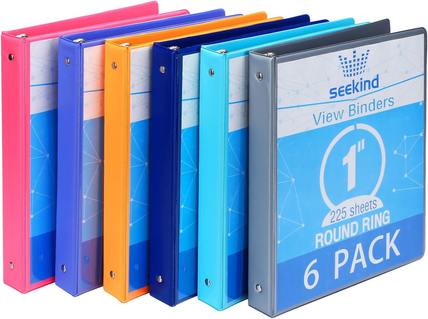 1 Inch 3 Ring Binders, SEEKIND View Binders, Holds Up to 8.5"11" Paper, Customizable Clear Cover, for Home, Office, and School Supply, 6 Pack : Office Products