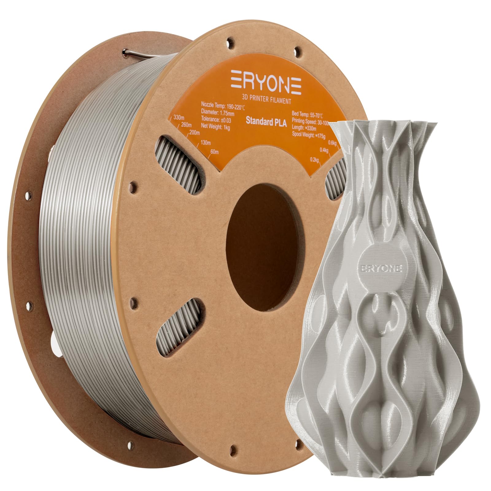 ERYONE PLA Filament 1.75mm, 3D Printer Filament PLA, Dimensional Accuracy +/-0.03mm, 1kg 1 Spool(2.2lbs),Signal Gray