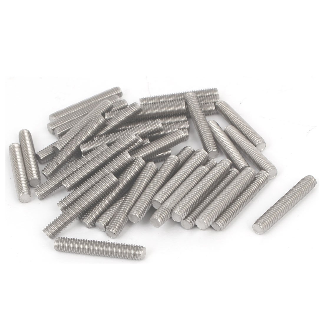 Sourcingmap M6 x 35mm 1mm Thread Pitch 304 Stainless Steel Rod Bar Studs Silver Tone 50 Pcs