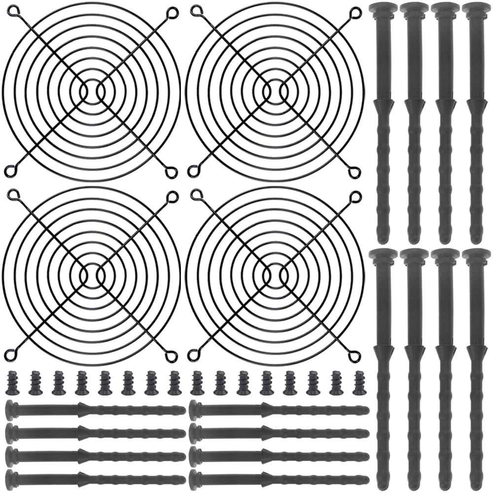 Xiatiaosann 120mm Black Metal Finger Grills, PC Computer Cooling Fan Guard Protection Cover (4 Pack) for Desktop, Server