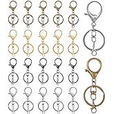 20 Sets Lobster Claw Clasps Hook with Flat Split Key Rings, 4 Colors Metal Keychain Ring with Swivel Trigger and Small Lobster Clasp for Keys, DIY Art Crafts, Jewelry Making
