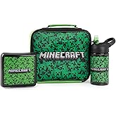 Minecraft Lunch Bag Set | Creeper Adventure for Boys | Lunch Box, Water Bottle & Snack Pot | Gamer Merchandise for Kids