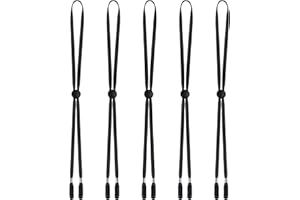Sucrain 5 Pieces Adjustable Hat Strap Clips Hat Chin Cord for Golfing, Fishing, Boating