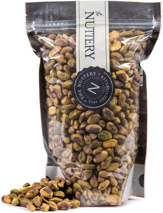 The Nuttery Roasted and salted No Shells Pistachio Nuts - 16 ounce Pouch Bags (1lb)