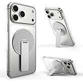 MagSync Magnetic Phone Grip with Kickstand, 3-in-1 Ultra-Slim Holder Stand for Phone & Cases, Adjustable Viewing Angles, Compatible with Mag-Safe, Silver