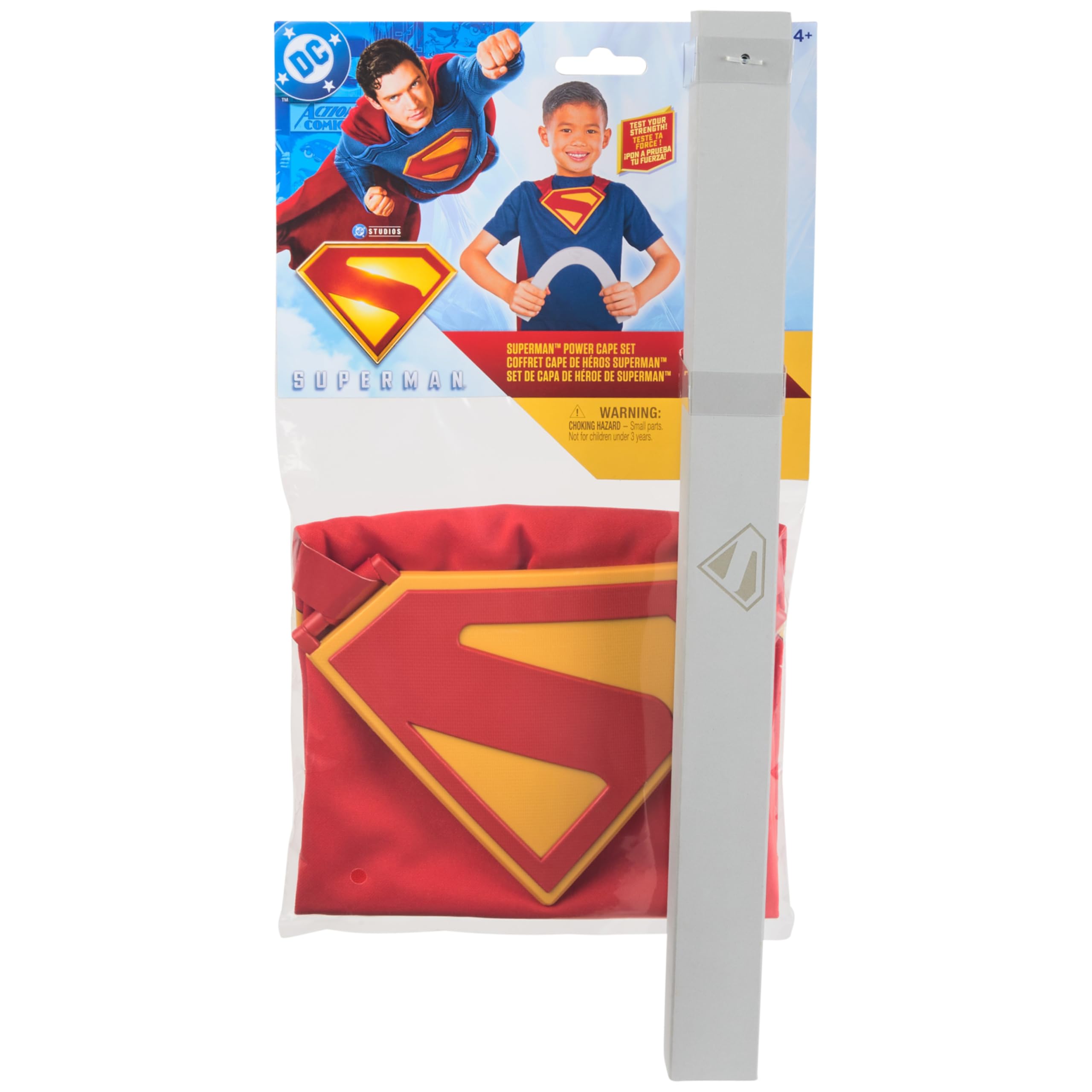 DC Comics SUPERMAN Power Cape Set, Super Heroes Halloween Costume for Kids with Iconic Chest Plate for Ages 4 and Up