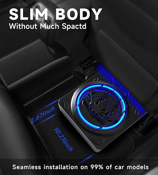1200W SUBWOOFER, SLIM UNDERSEAT CAR SUBWOOFER AND AMP PACKAGE WITH AMBIENT LIGHT, INDIVIDUAL CONTROL FOR LOW PASS/GAIN/BOOST BASS, LOUD STEREO SOUND, DEEP BASS PERFECT FOR TRUCK/SUV/JEEP/MPV (BLACK)