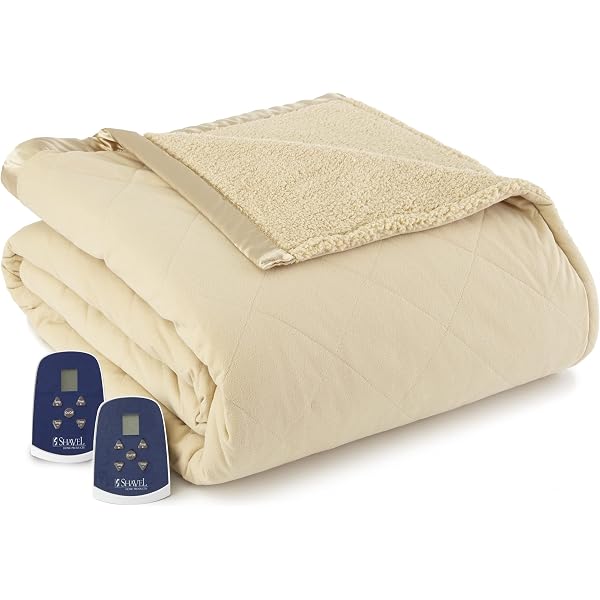 Amazon.com: Thermee Micro Flannel King-Size Heated Electric Blanket with  Sherpa, Machine Wash u0026 Dry, Timer u0026 Safety Shutoff, 100Lx90W, Tan :  Everything Else