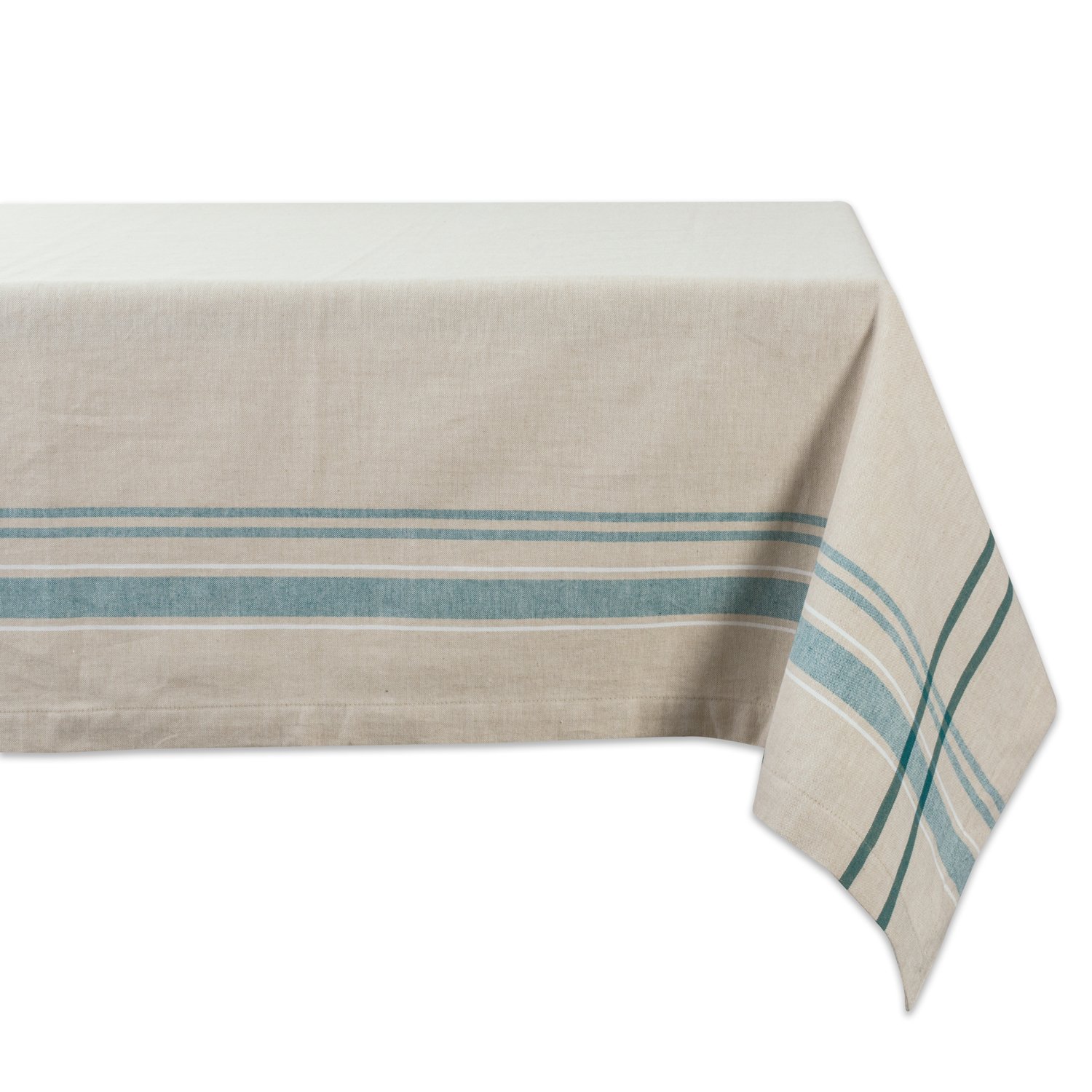 DII French Stripe Tabletop Collection Farmhouse Style Dining Table Linen Tablecloth, 60x84, Taupe/Teal โ image 1