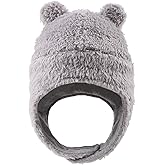 Bear Baby Winter Hat Toddler Earflap Beanie Unisex Infant Snow Cap Warm Fleece Kids Trapper Hats for Girls Boys 0-36M