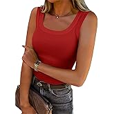 Chulianyouhuo Women's Ribbed Tank Tops Knit Scoop Neck Sleeveless Fitted Casual Tops Summer Slim Basic Tee Shirts