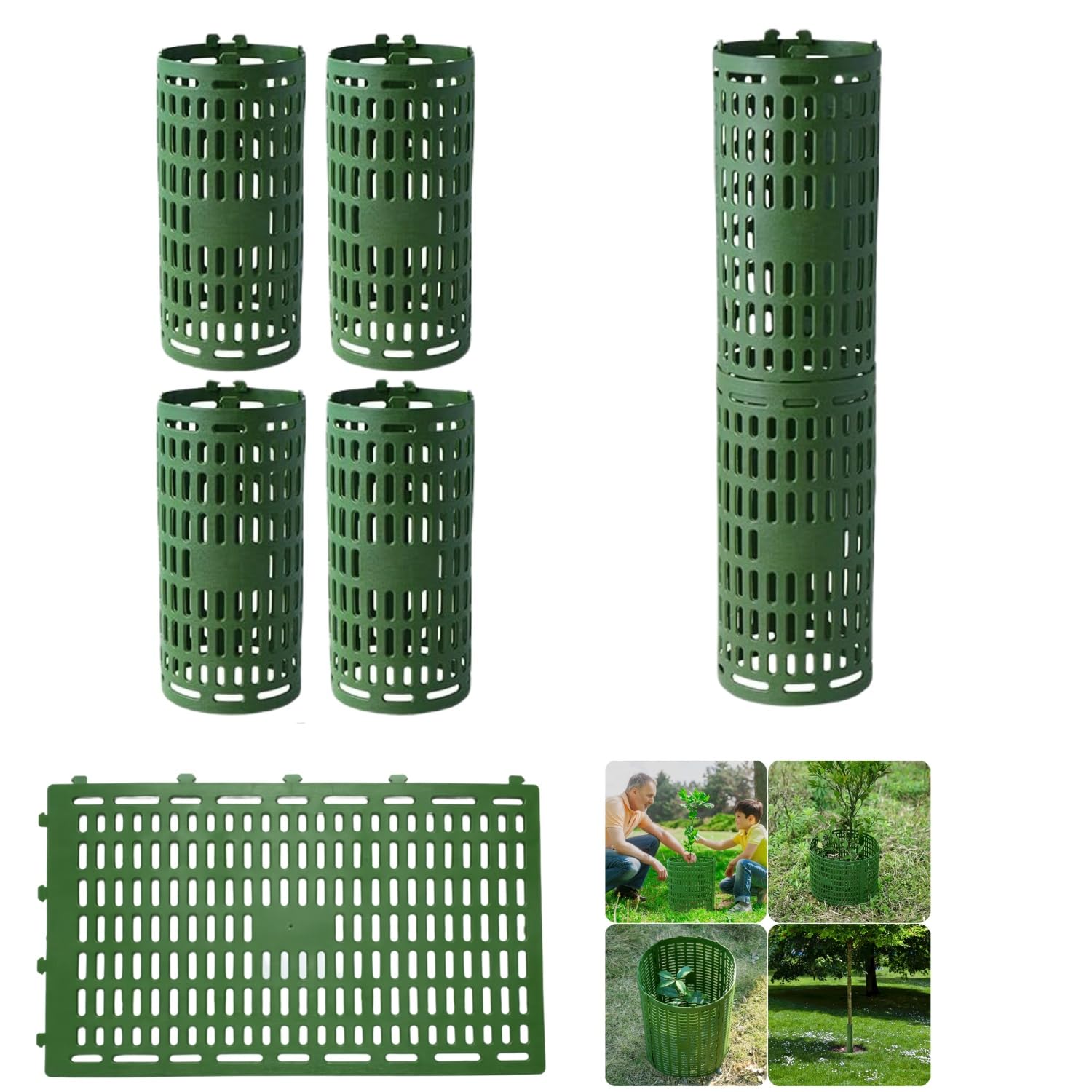 Wuyue Hua Tree Trunk Protector, 6PCS Tree Guards Trunk Protector with Twist Ties, Resizable for Various Size Trees or Plants, Preventing Tree Bark Damage (GreenX6PCS)