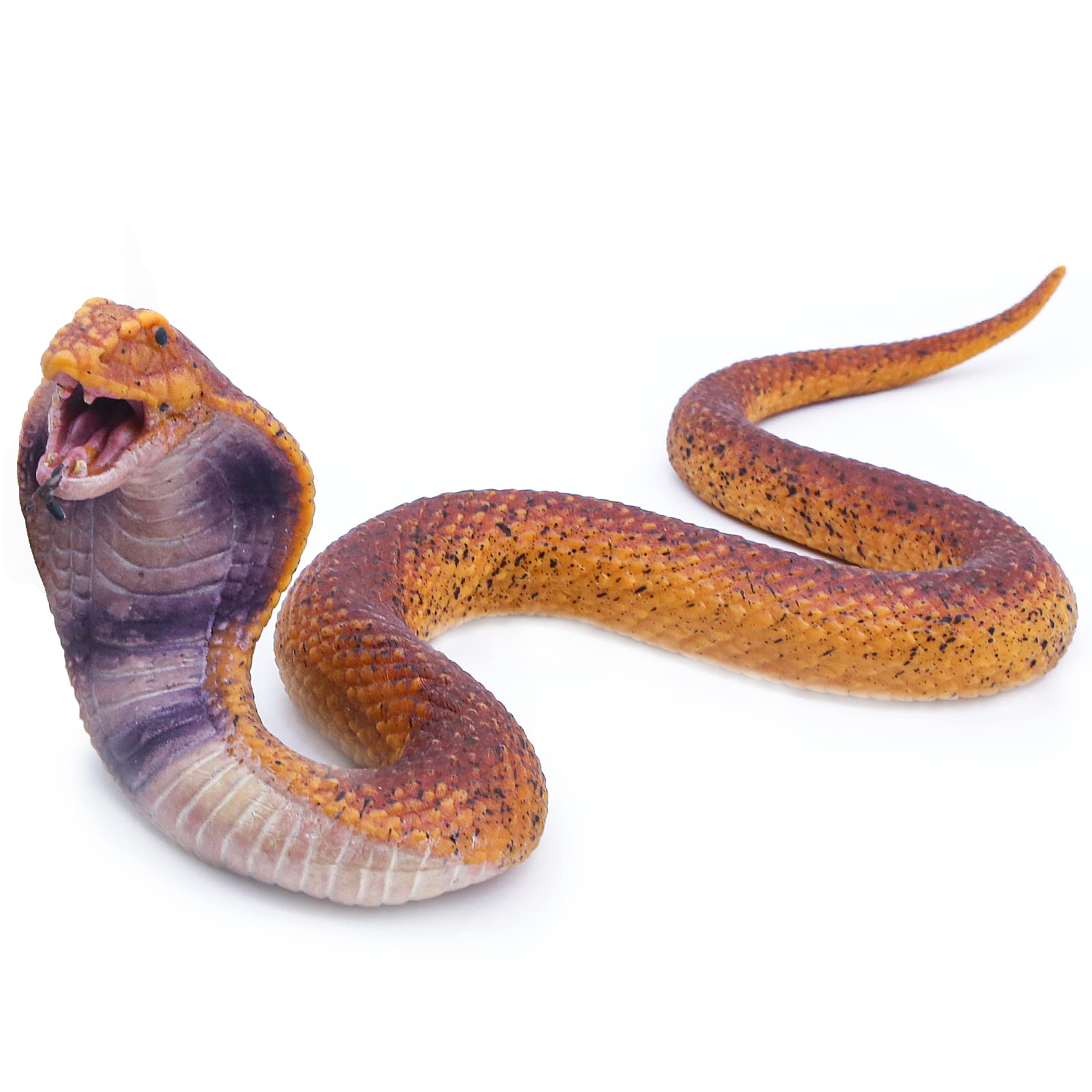 SIENON Realistic Fake Snakes Toy Soft Rubber Snake Figure Garden Snake Scare Birds and Squirrels, Cobra Action Model Snake Toy Figurines Stress Relief Toys Halloween Prank Props (Cobra) — image 1